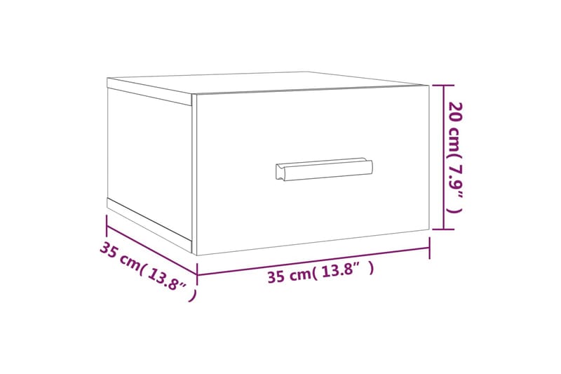 beBasic Veggmontert nattbord røkt eik 35x35x20 cm - Brun - Møbler - Bord - Avlastningsbord - Sengebord & nattbord