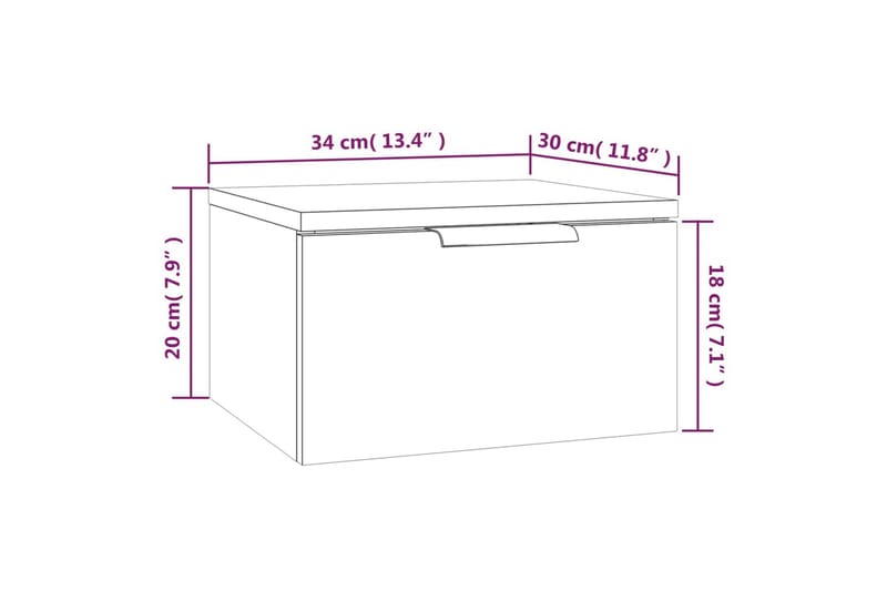 beBasic Veggmontert nattbord sonoma eik 34x30x20 cm - Brun - Møbler - Bord - Avlastningsbord - Sengebord & nattbord