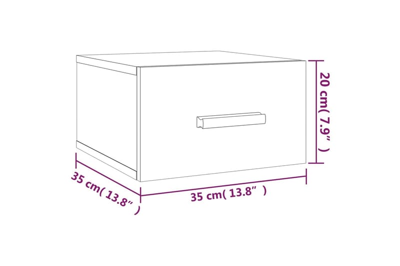 beBasic Veggmontert nattbord svart 35x35x20 cm - Svart - Møbler - Bord - Avlastningsbord - Sengebord & nattbord