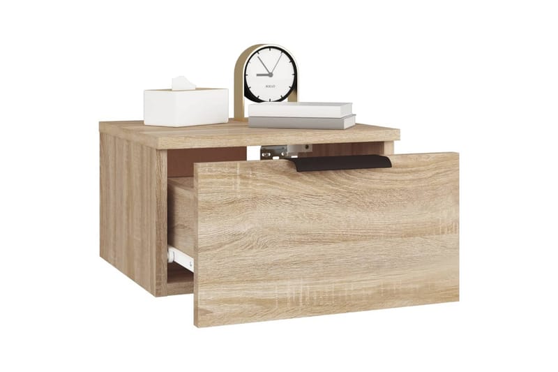 beBasic Veggmonterte nattbord 2 stk sonoma eik 34x30x20 cm - Brun - Møbler - Bord - Avlastningsbord - Sengebord & nattbord