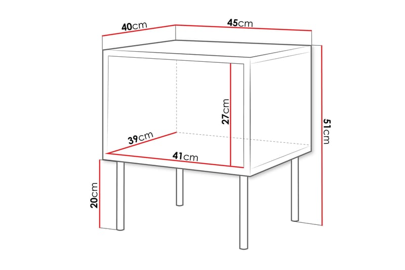 Belonger Nattbord 45 cm - Svart - Møbler - Bord - Avlastningsbord - Sengebord & nattbord