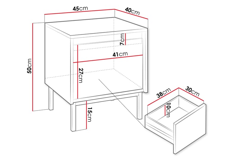 Bjurholm Nattbord 45 cm - Beige - Møbler - Bord - Avlastningsbord - Sengebord & nattbord