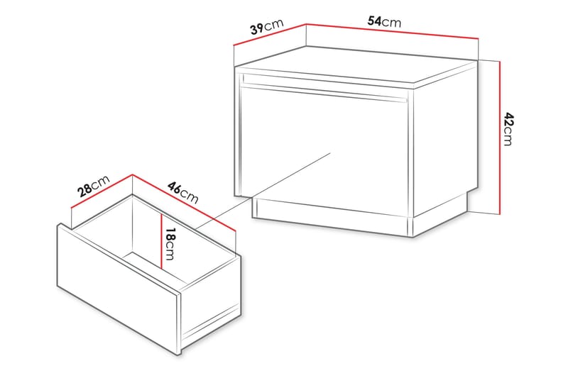 Bolstan Nattbord 54 cm - Svart - Møbler - Bord - Avlastningsbord - Sengebord & nattbord