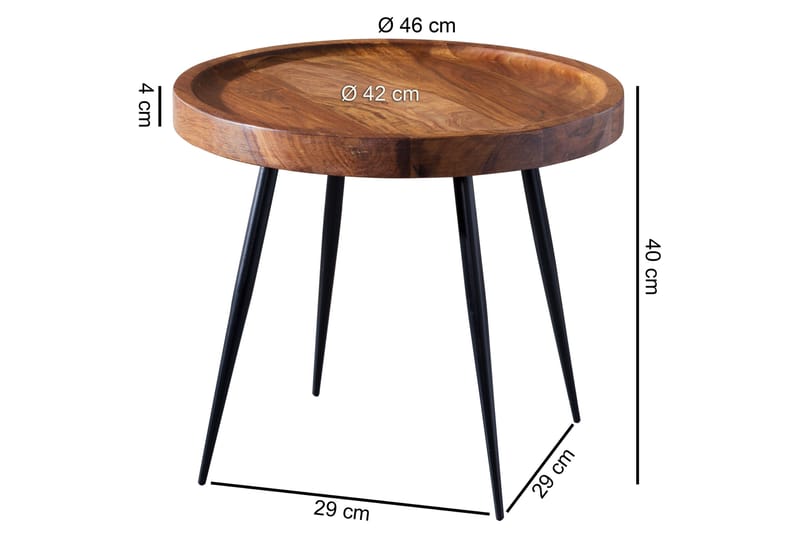 Gallelli Avlastningsbord 46 cm - Brun - Møbler - Bord - Avlastningsbord - Brettbord og småbord