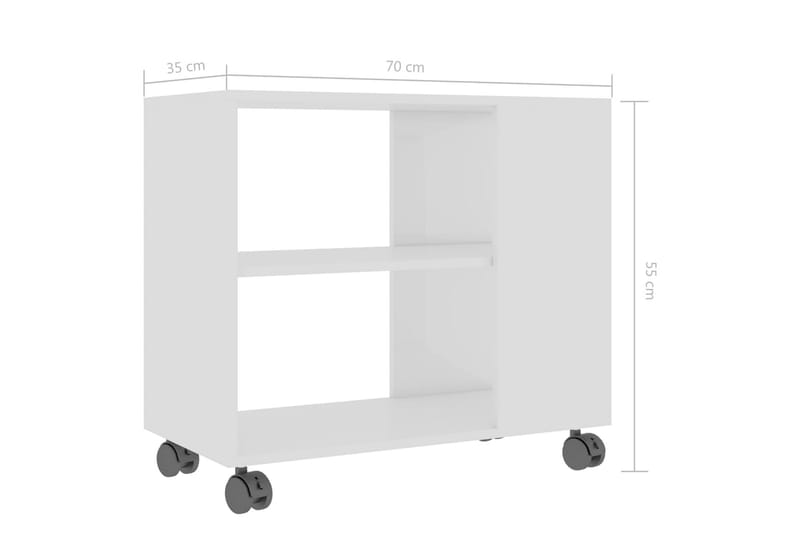 Sidebord høyglans hvit 70x35x55 cm sponplate - Hvit - Møbler - Bord - Avlastningsbord - Brettbord og småbord