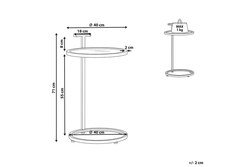 Cain Sidebord 40 cm - Gull/Transparent - Møbler - Bord - Avlastningsbord - Lampebord & sidebord