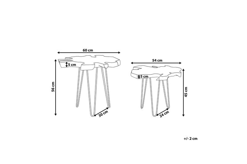 Camrose Avlastningsbord Sett 60 | 60 cm - Brun - Møbler - Bord - Avlastningsbord