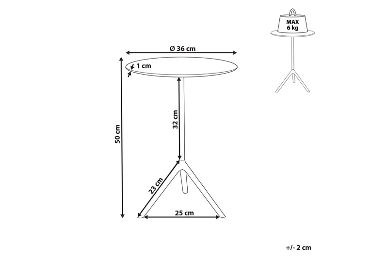 Dalija Sidebord 36 cm - Gull/Svart - Møbler - Bord - Avlastningsbord - Lampebord & sidebord