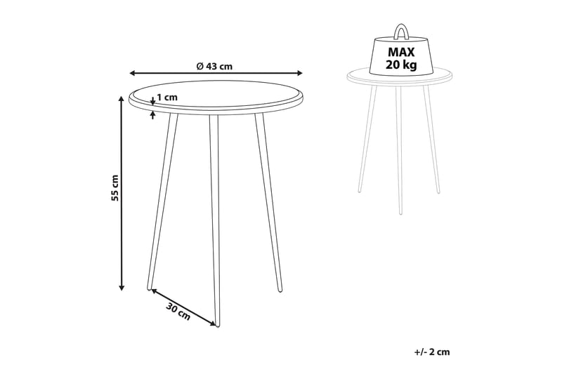 Ferdinanda Sidebord 43 cm - Gull/Svart - Møbler - Bord - Avlastningsbord - Lampebord & sidebord