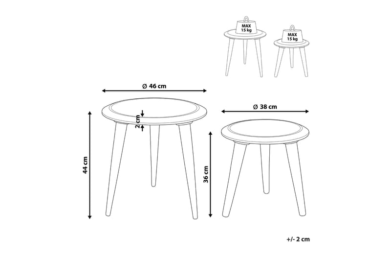 Fievel Settbord 46 cm - Mørkt tre - Møbler - Bord - Avlastningsbord - Settbord