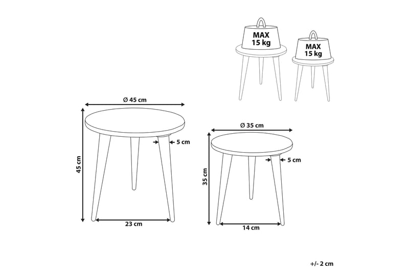 Filbert Settbord 45 cm - Lyst tre/Hvit - Møbler - Bord - Avlastningsbord - Settbord