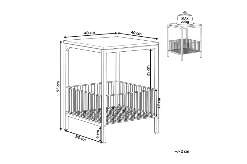 Fintan Sidebord 40 cm - Svart/Mørkt tre - Møbler - Bord - Avlastningsbord - Lampebord & sidebord