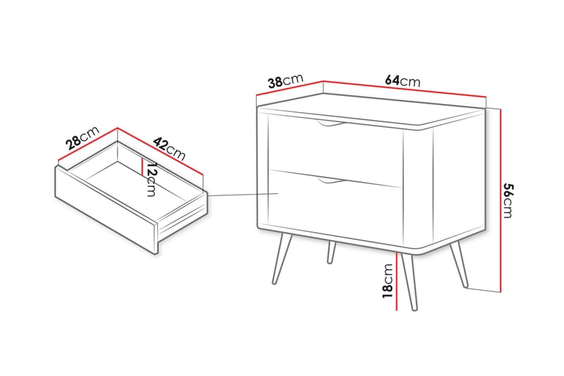 Forba Nattbord 64 cm - Beige - Møbler - Bord - Avlastningsbord - Sengebord & nattbord