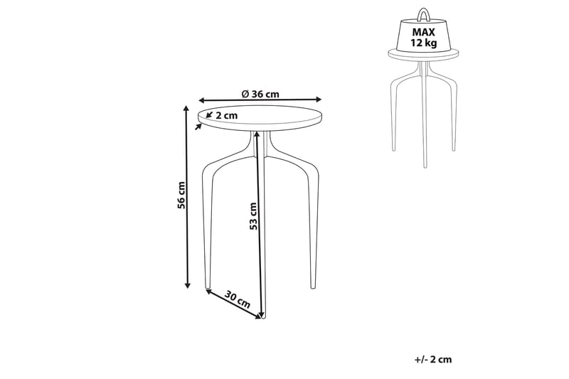 Fowler Sidebord 36 cm - Hvit/Svart - Møbler - Bord - Avlastningsbord - Lampebord & sidebord