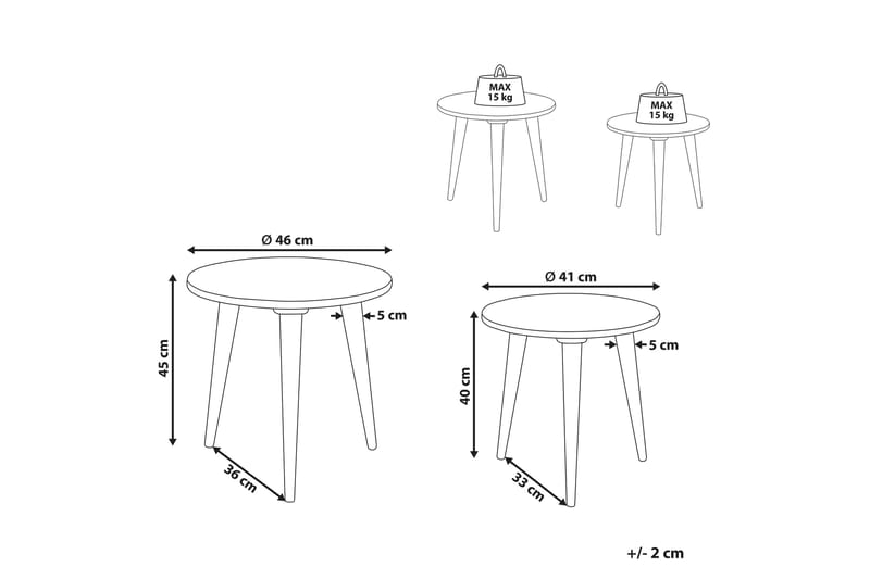 Frederica Settbord 46 cm - Gull - Møbler - Bord - Avlastningsbord - Settbord