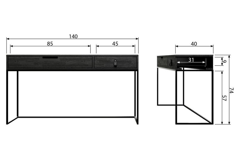 Atila Avlastningsbord 140 cm - Svart Eik - Møbler - Bord - Avlastningsbord - Gangbord