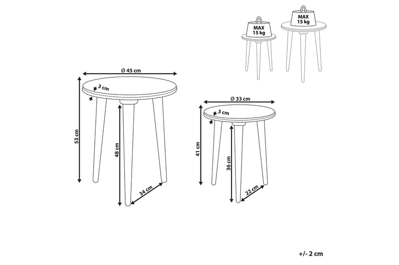 Garrett Settbord 45 cm - Grå - Møbler - Bord - Avlastningsbord - Settbord