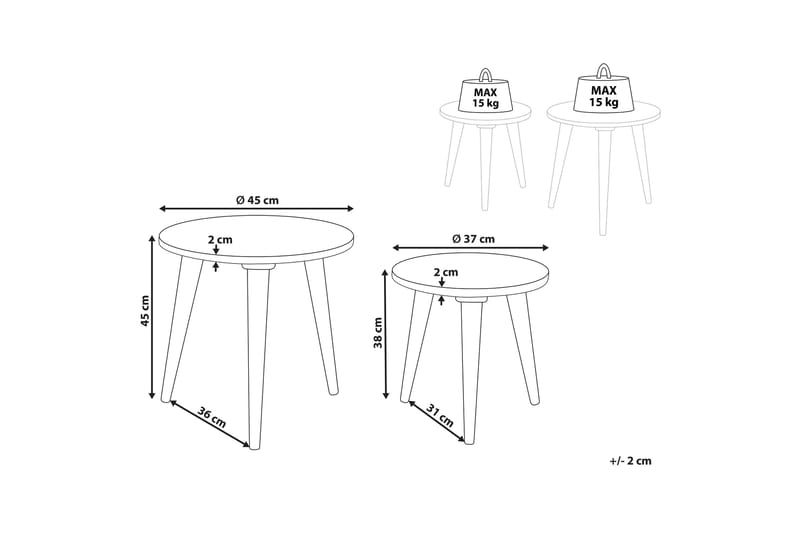 Gene Settbord 45 cm - Mørkt tre/Gull - Møbler - Bord - Avlastningsbord - Settbord