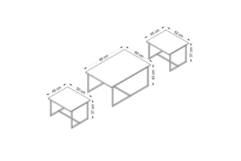 Hartzel Settbord - Valnøtt - Møbler - Bord - Avlastningsbord - Settbord