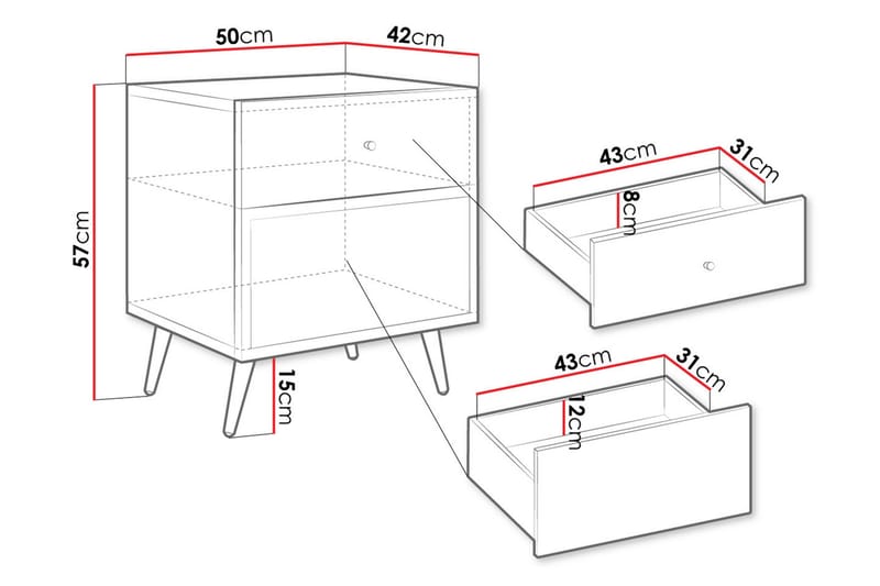 Hester Nattbord 50 cm - Sand beige - Møbler - Bord - Avlastningsbord - Sengebord & nattbord