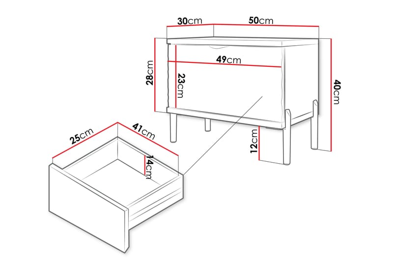 Holmes Nattbord 50 cm - Hvit - Møbler - Bord - Avlastningsbord - Sengebord & nattbord