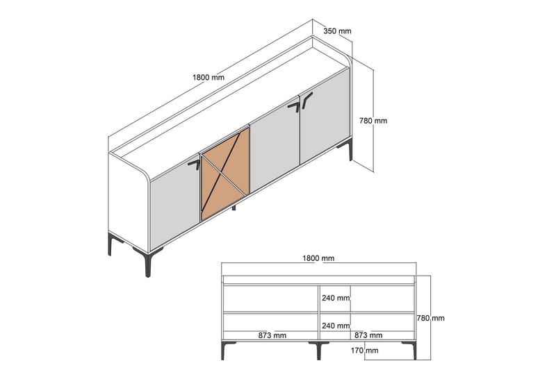 Desgrar Konsollbord 180x78 cm - Brun - Møbler - Bord - Avlastningsbord - Konsollbord