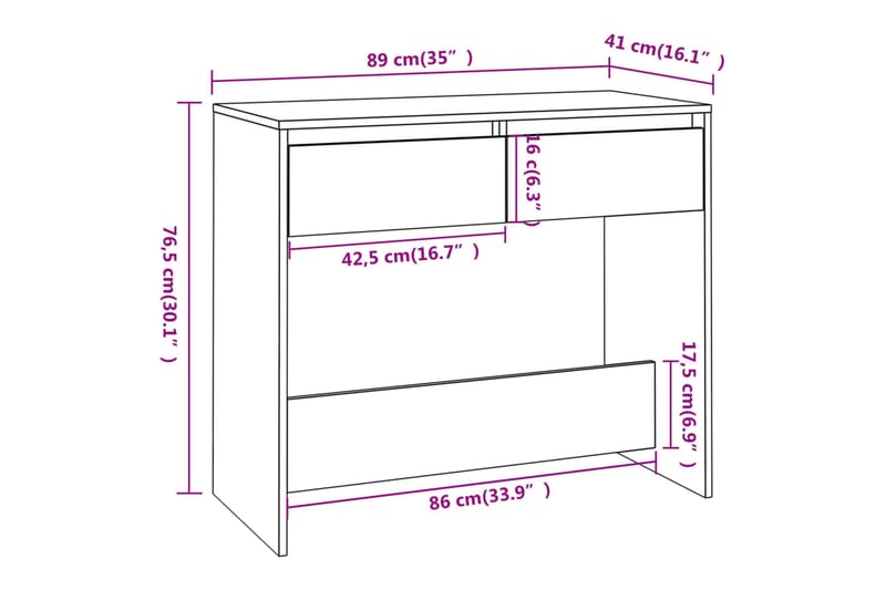 Konsollbord betonggrå 89x41x76,5 cm stål - Grå - Møbler - Bord - Avlastningsbord - Konsollbord