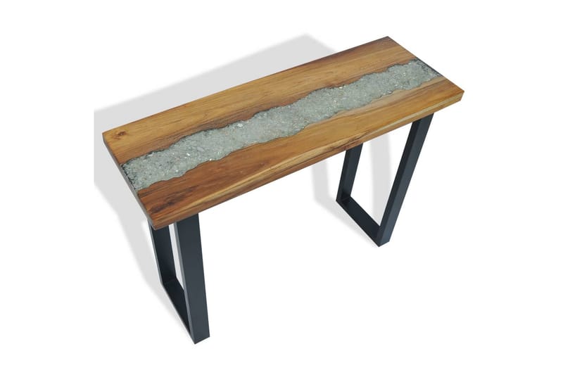 Konsollbord teak 100x35x75 cm - Glass/Teak/Svart - Møbler - Bord - Avlastningsbord - Konsollbord