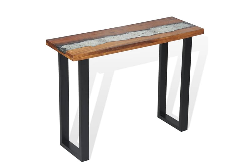 Konsollbord teak 100x35x75 cm - Glass/Teak/Svart - Møbler - Bord - Avlastningsbord - Konsollbord