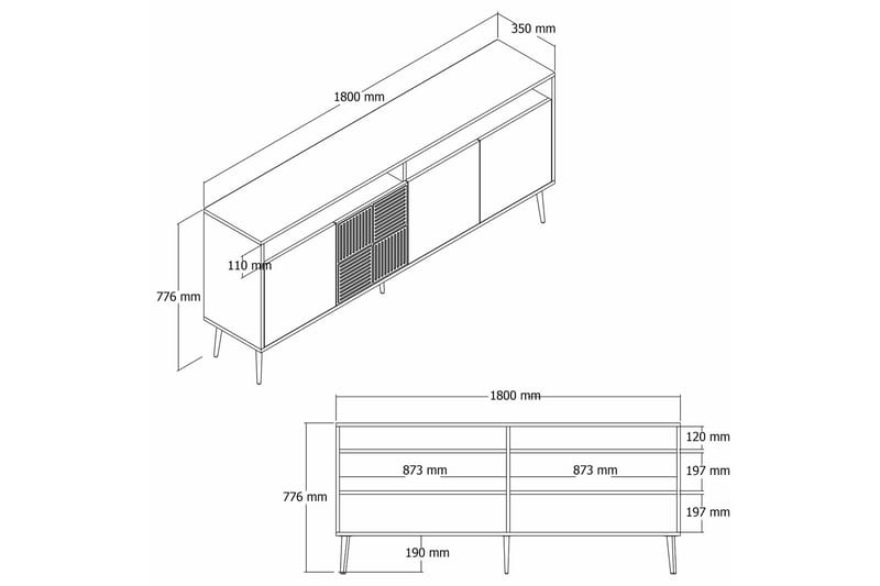 Lissione Konsollbord 180 cm - Gull/Hvit - Møbler - Bord - Avlastningsbord - Konsollbord