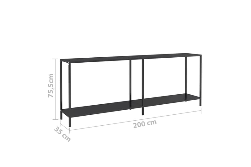 Konsollbord svart 220x35x75,5 cm herdet glass - Svart - Møbler - Bord - Avlastningsbord - Gangbord