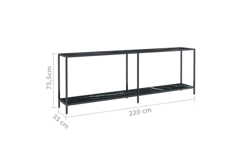 Konsollbord svart 220x35x75,5 cm herdet glass - Svart - Møbler - Bord - Avlastningsbord - Konsollbord