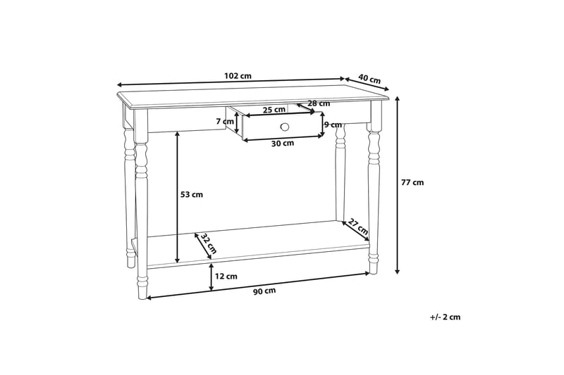 Tobago Avlastningsbord 102 cm - Hvit - Møbler - Bord - Avlastningsbord - Konsollbord