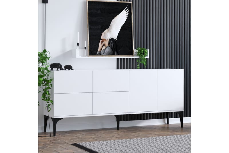 Zortea Konsollbord 180x80 cm Hvit/Svart - Hanah Home - Møbler - Bord - Avlastningsbord - Konsollbord