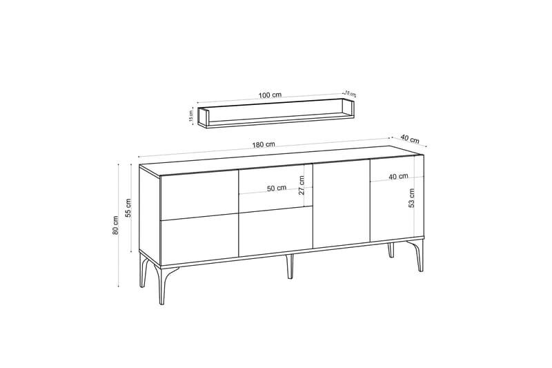 Zortea Konsollbord 180x80 cm Hvit/Svart - Hanah Home - Møbler - Bord - Avlastningsbord - Konsollbord