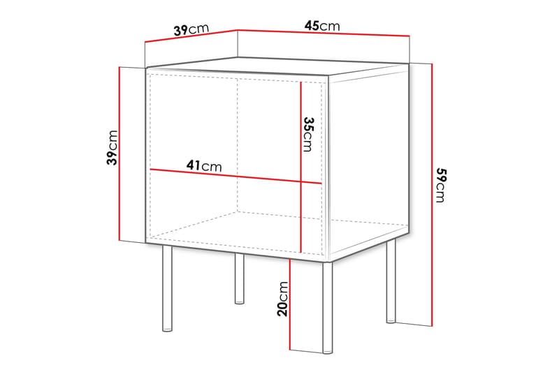 Laholm Nattbord 45 cm - Hvit - Møbler - Bord - Avlastningsbord - Sengebord & nattbord