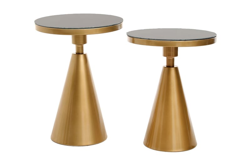 Caeth Sidebord Sett Rundt - Gull - Lampebord & sidebord - Sammenleggbart bord - Brettbord og småbord - Speilbord