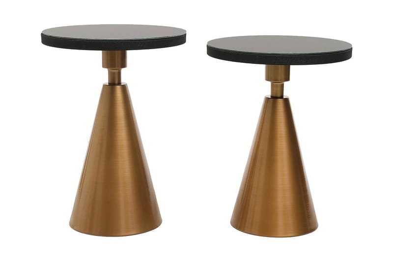 Caeth Sidebord Sett Rundt - Gull/Svart - Lampebord & sidebord - Sammenleggbart bord - Brettbord og småbord - Speilbord