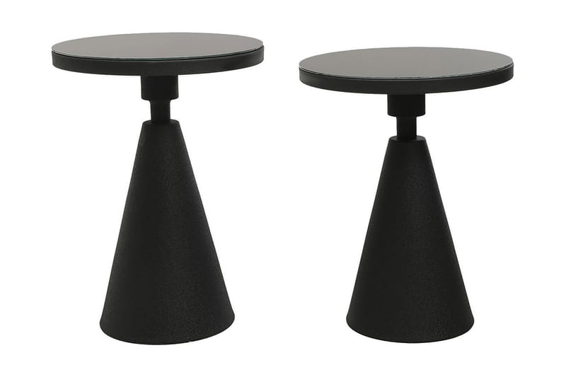 Caeth Sidebord Sett Rundt - Svart - Lampebord & sidebord - Sammenleggbart bord - Brettbord og småbord - Speilbord