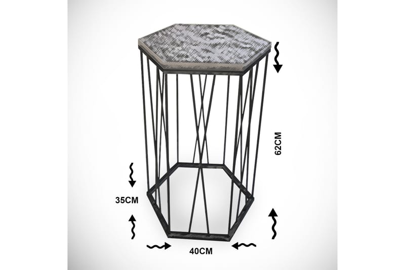 Falan Sidebord 40 cm Sekskant - Svart/Sølv - Møbler - Bord - Avlastningsbord - Lampebord & sidebord
