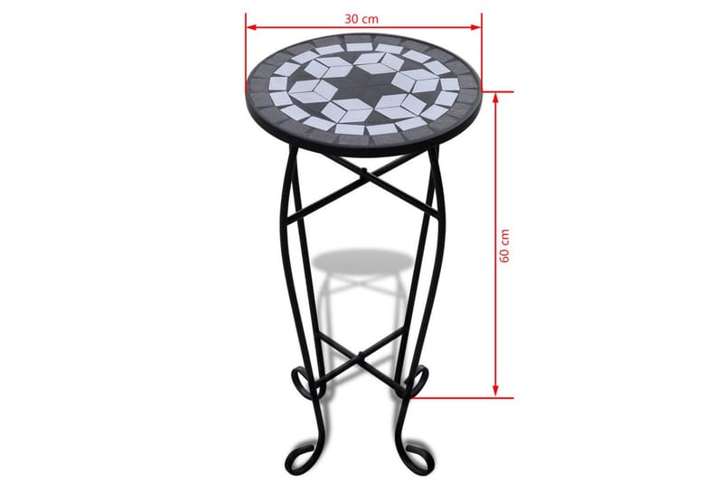 Mosaikk Sidebord Plantebord Svart Hvit - Møbler - Bord - Avlastningsbord - Lampebord & sidebord