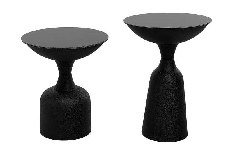 Selder Sidebord Sett Rundt - Svart - Lampebord & sidebord - Sammenleggbart bord - Brettbord og småbord - Speilbord