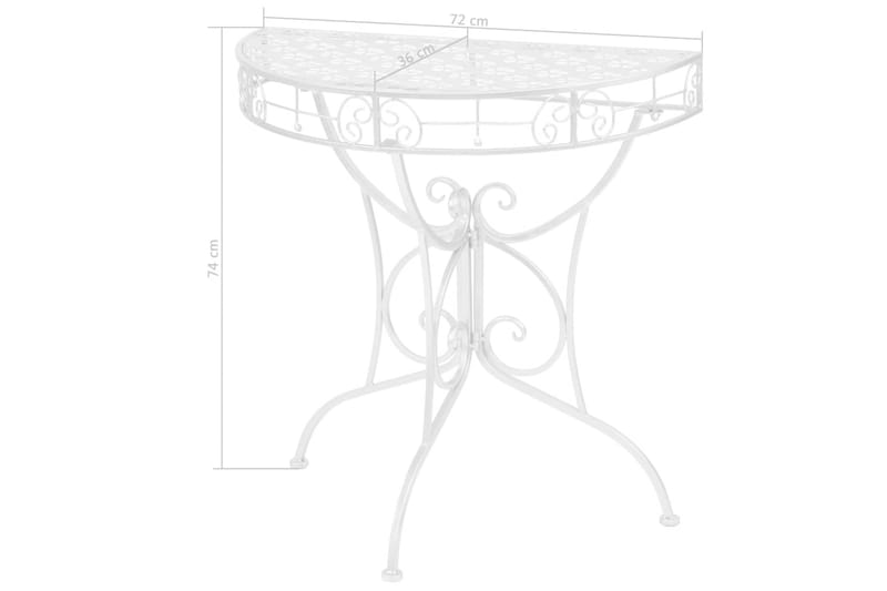 Sidebord gammeldags stil halvrund metall 72x36x74 cm sølv - Sølv - Lampebord & sidebord - Brettbord og småbord