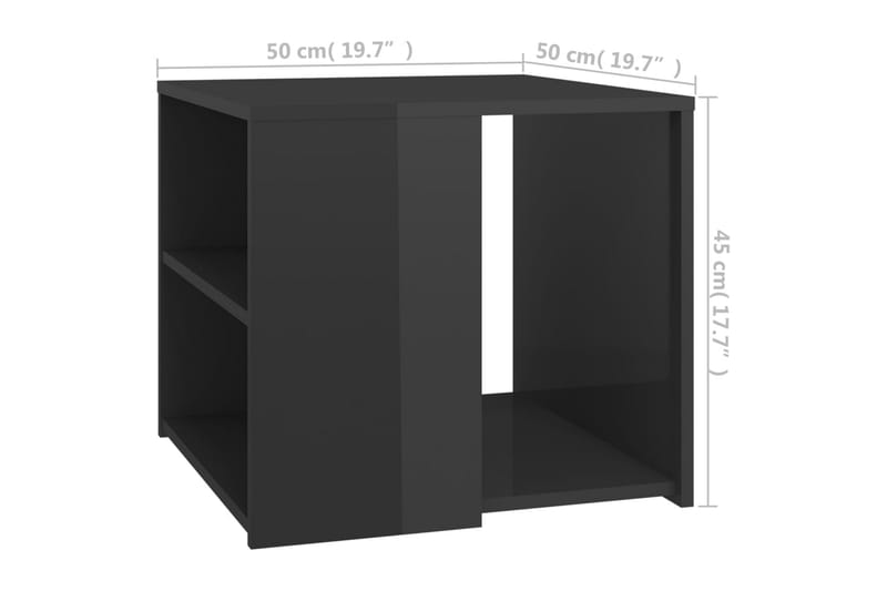 Sidebord høyglans grå 50x50x45 cm sponplate - Grå - Møbler - Bord - Avlastningsbord - Lampebord & sidebord