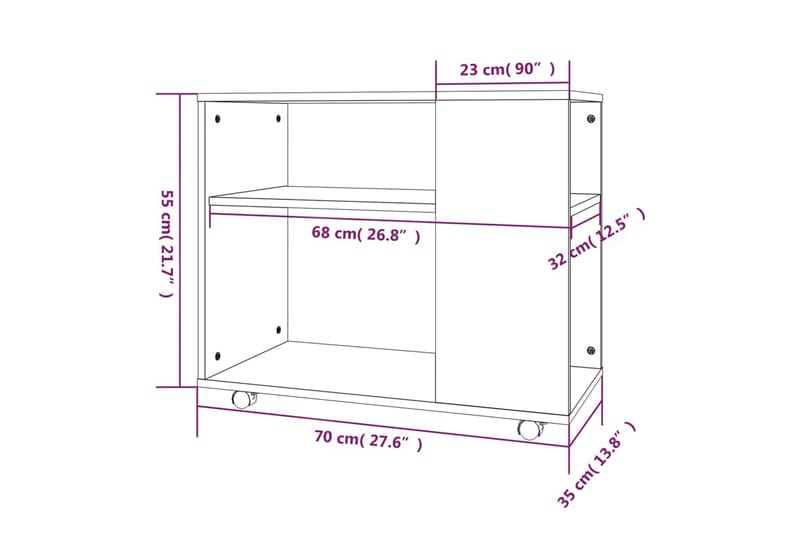 Sidebord røkt eik 70x35x55 cm konstruert tre - Brun - Møbler - Bord - Avlastningsbord - Lampebord & sidebord