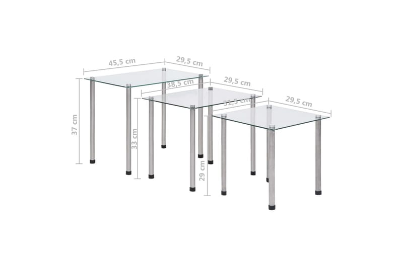 Stablebord 3 stk gjennomsiktig herdet glass - Gjennomsiktig - Møbler - Bord - Avlastningsbord - Lampebord & sidebord