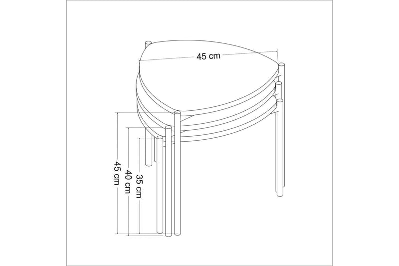 Lenny Settbord - Hvit - Møbler - Bord - Avlastningsbord - Settbord