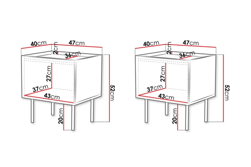 Munkedal Nattbord 47 cm - Hvit - Møbler - Bord - Avlastningsbord - Sengebord & nattbord