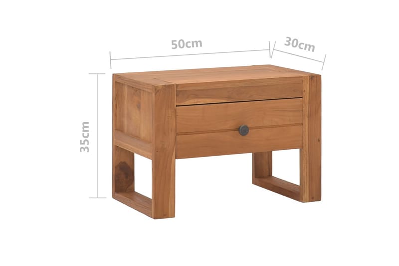 Nattbord 50x30x35 cm heltre teak - Brun - Møbler - Bord - Avlastningsbord - Sengebord & nattbord