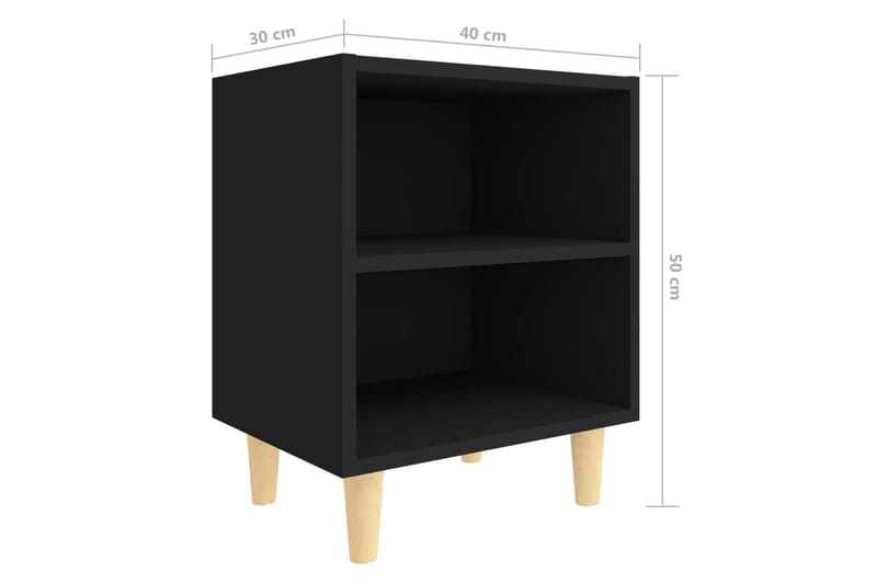 Nattbord med ben i heltre 2 stk svart 40x30x50 cm - Svart - Møbler - Bord - Avlastningsbord - Sengebord & nattbord